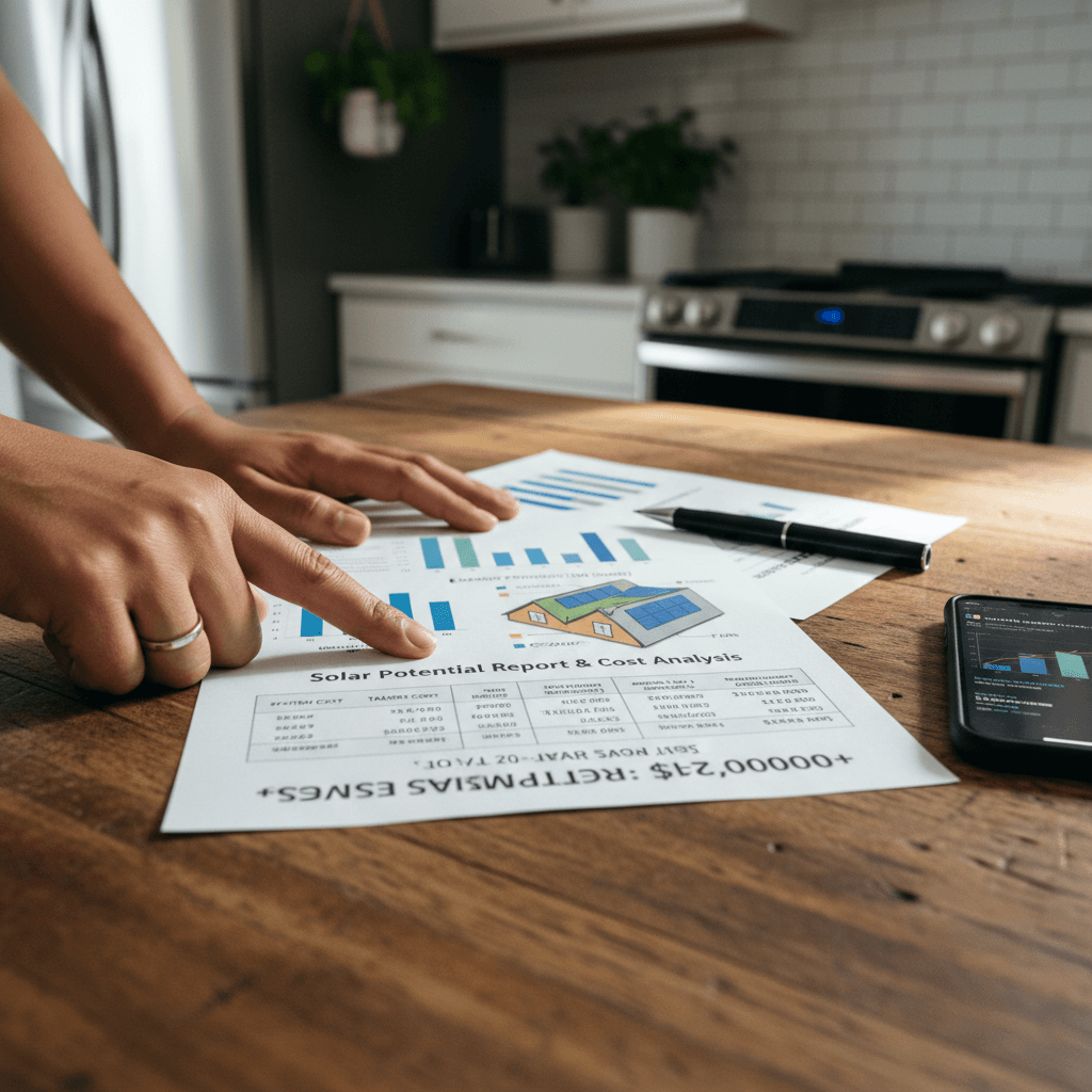 Homeowner reviewing heat pump installation documents